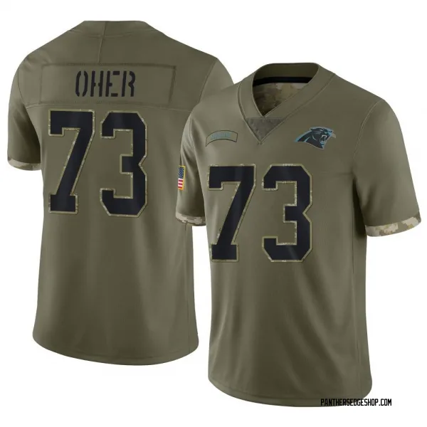 Men's Michael Oher Carolina Panthers Limited Olive 2022 Salute To Service Jersey