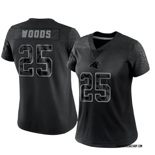 Women's Xavier Woods Carolina Panthers Limited Black Reflective Jersey