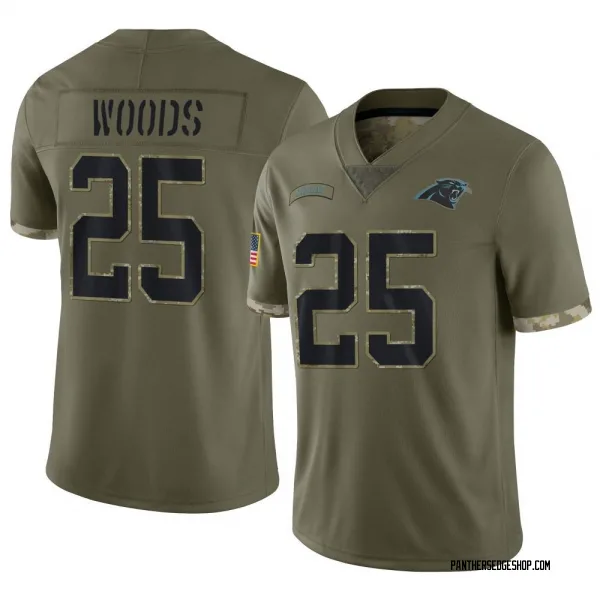 Youth Xavier Woods Carolina Panthers Limited Olive 2022 Salute To Service Jersey